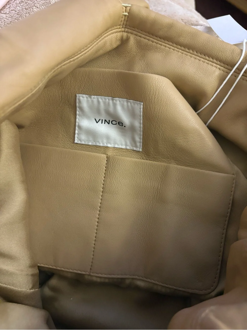 VINCE leather pouch bag caramel NWT